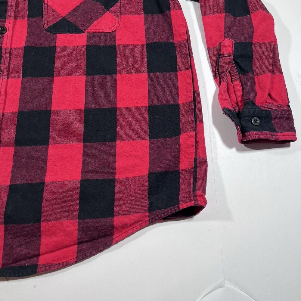 Big Bill Buffalo Plaid Flannel Shirt Red Black Long Sleeve Heavy Cotton Men's XL - Picture 3 of 8
